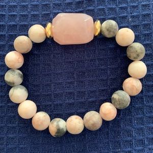 Rose Quartz and Zebra Jasper Bracelet